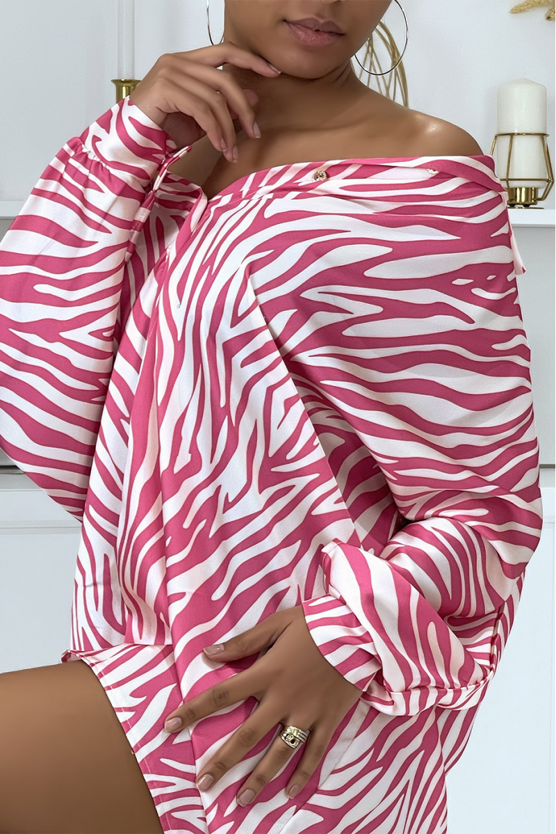 Fushia roze tuniek met zebraprint - 5