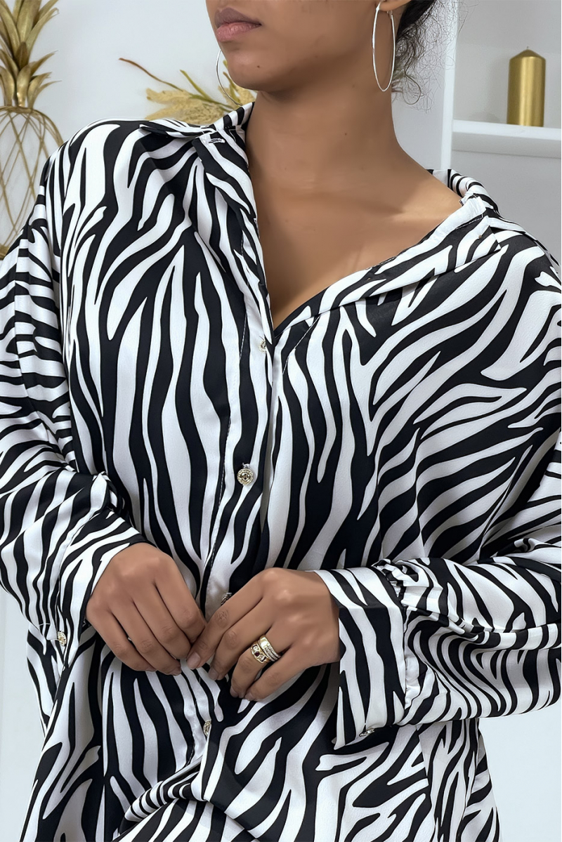 White Zebra Print Tunic - 1