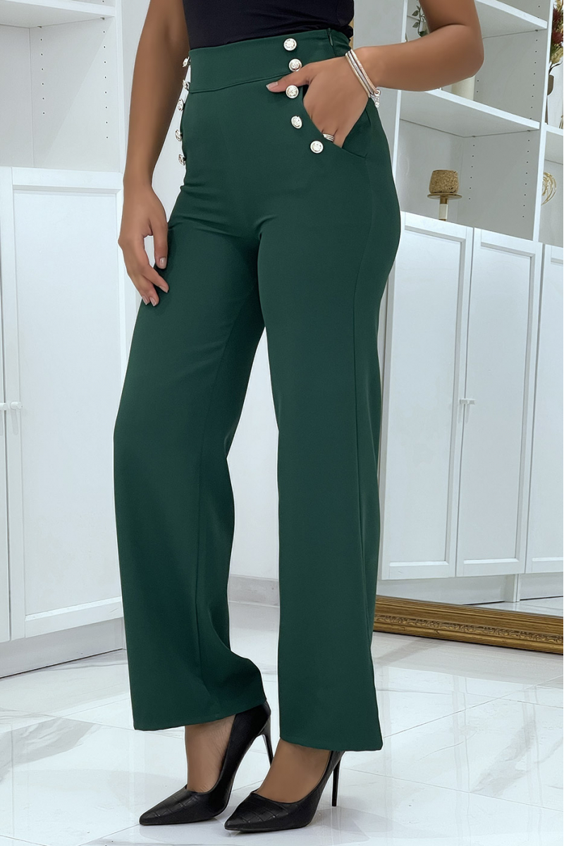 Pine green high waisted palazzo pants - 1 Pine green high waisted palazzo pants - 1