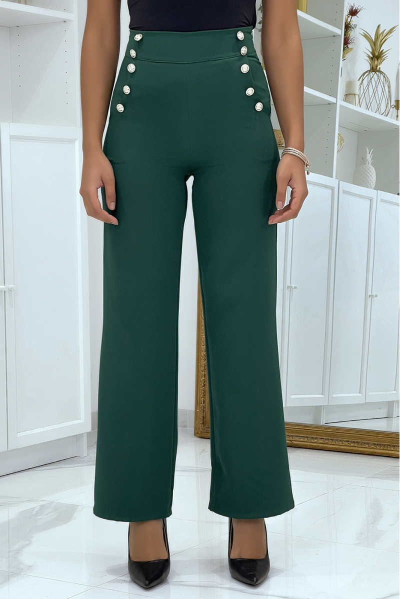 Pine green high waisted palazzo pants - 3 Pine green high waisted palazzo pants - 3