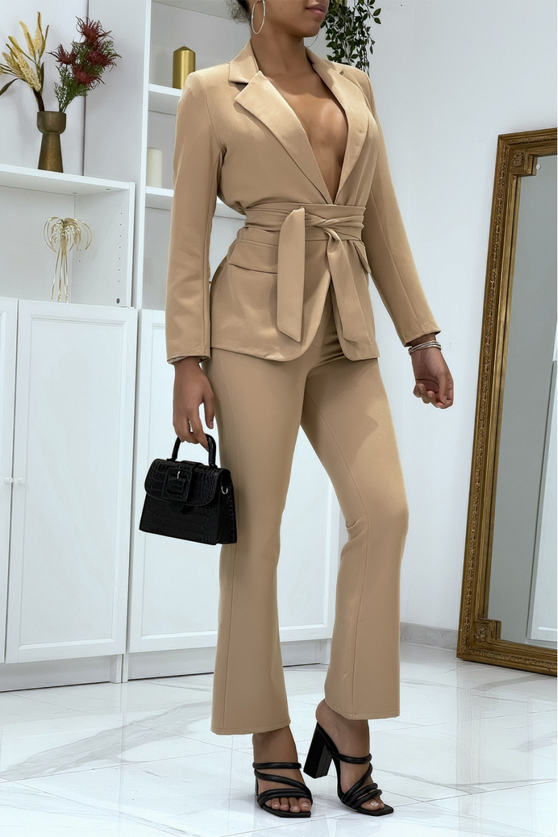 Camel belted suit set - 5 Camel belted suit set - 5