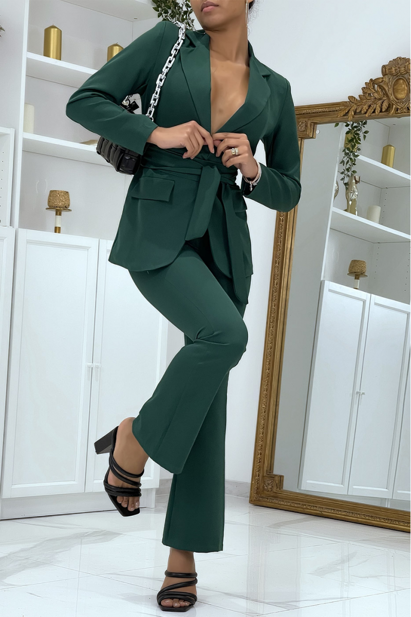 Fir green belted suit set - 3 Fir green belted suit set - 3