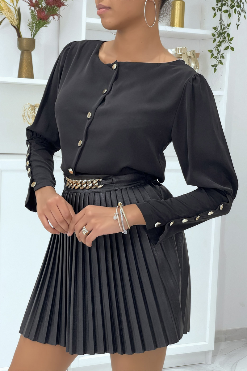Black blouse with golden buttons - 1