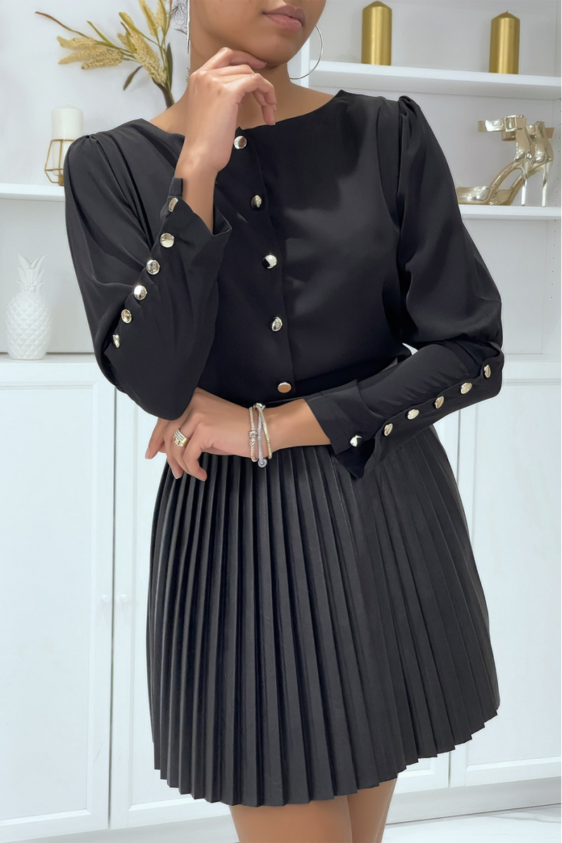 Black blouse with golden buttons - 3