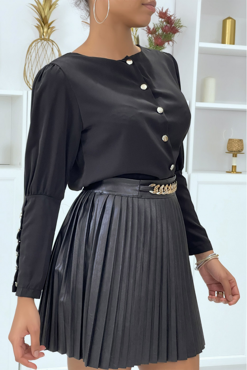 Zwarte blouse met gouden knopen - 4