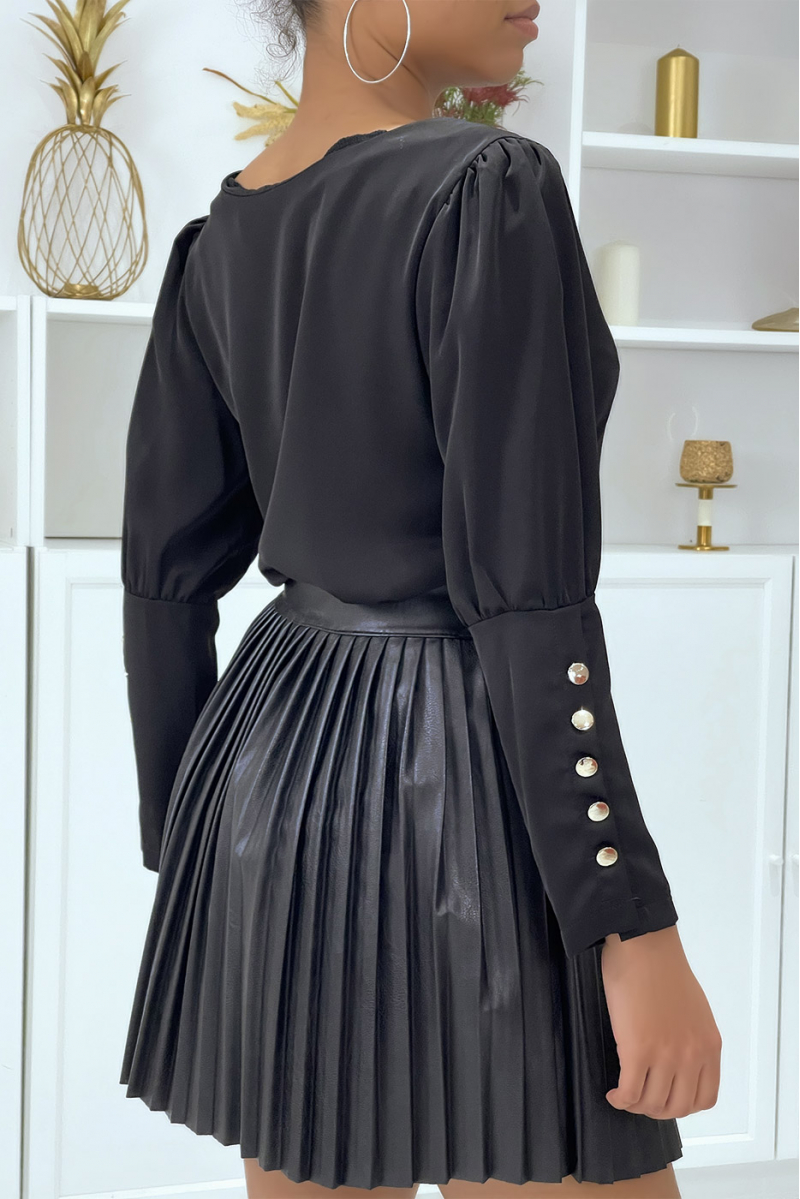 Black blouse with golden buttons - 5
