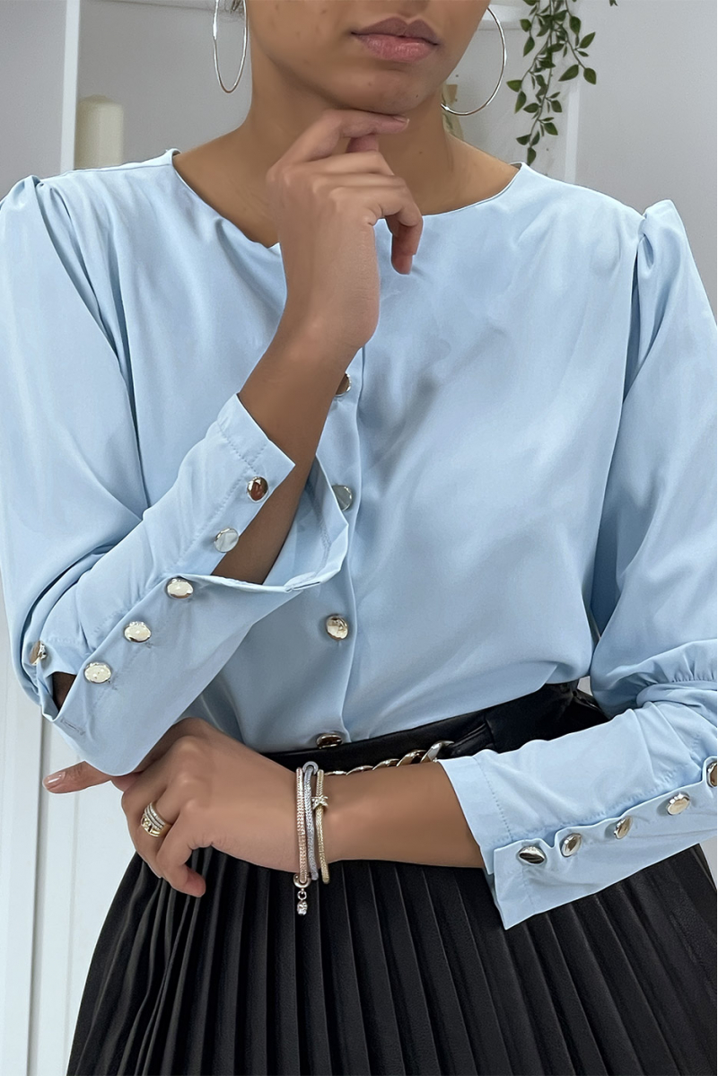 Blue blouse with gold buttons - 4