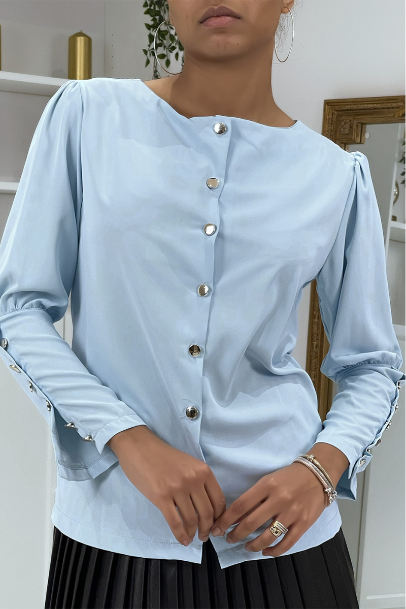Blue blouse with gold buttons - 5
