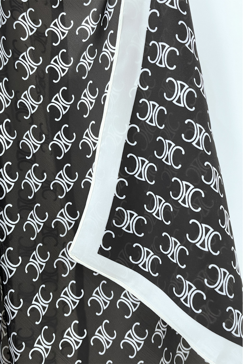 Multipurpose black silk scarf with luxury "C" print - 3