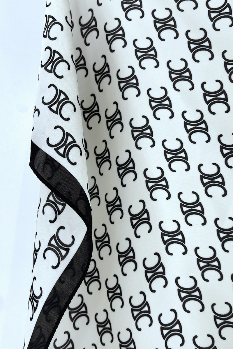 Multipurpose white silk scarf with luxury "C" print - 2
