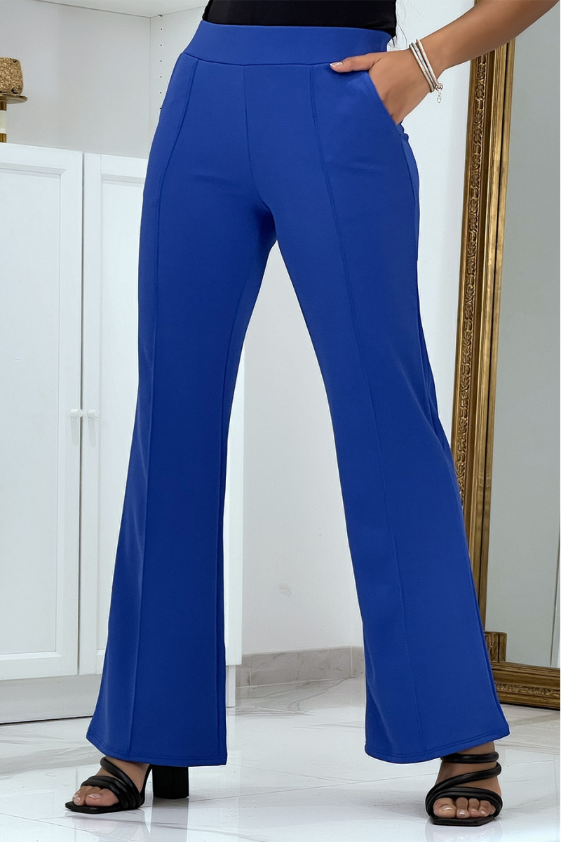 Royal blue bell bottom trousers - 3
