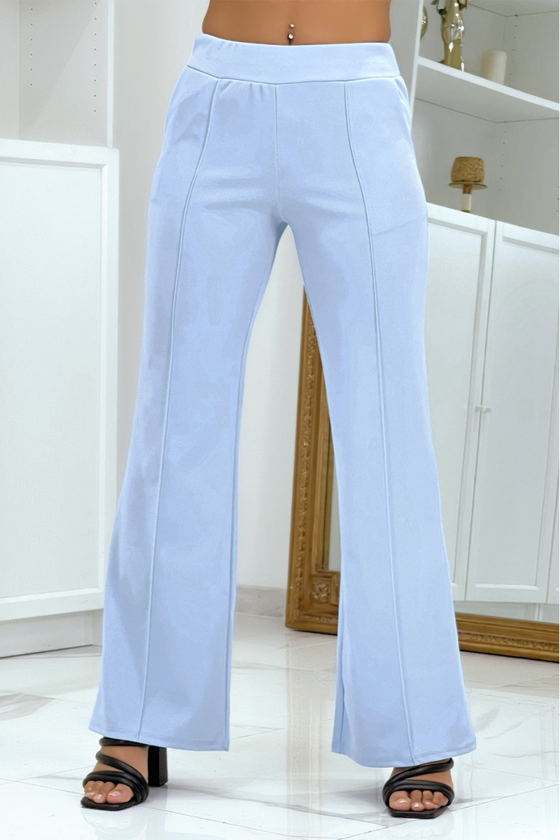 Hemelsblauwe broek met wijde pijpen - 4
