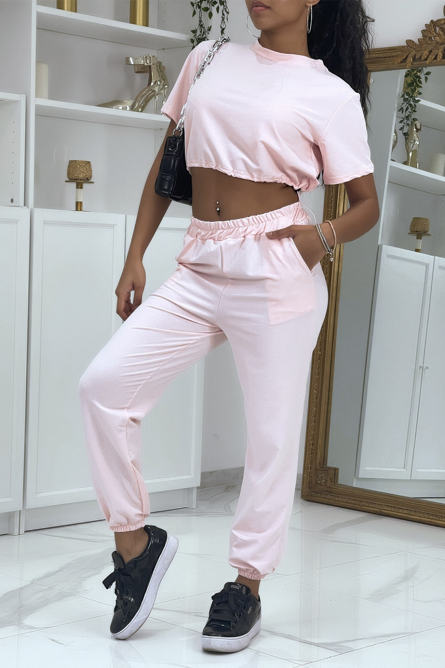 Ensemble de jogging rose crop top - 5