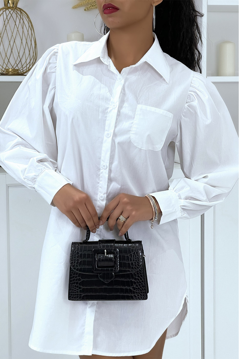 Long white shirt with puff sleeves - 5