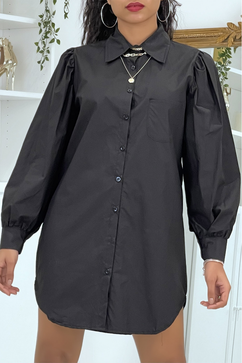 Lang zwart shirt met pofmouwen - 6