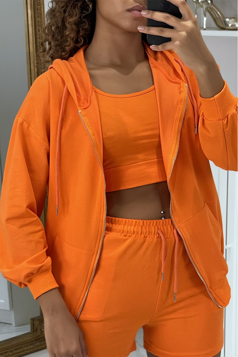 3-piece orange sweatshirt and shorts set - 5