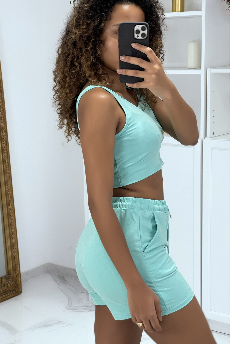 En33mbe 3 pieces water green sweat top and shorts - 6
