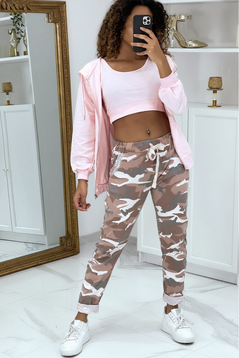 Jegging camouflage rose à détails strass - 4 Jegging camouflage rose à détails strass - 4
