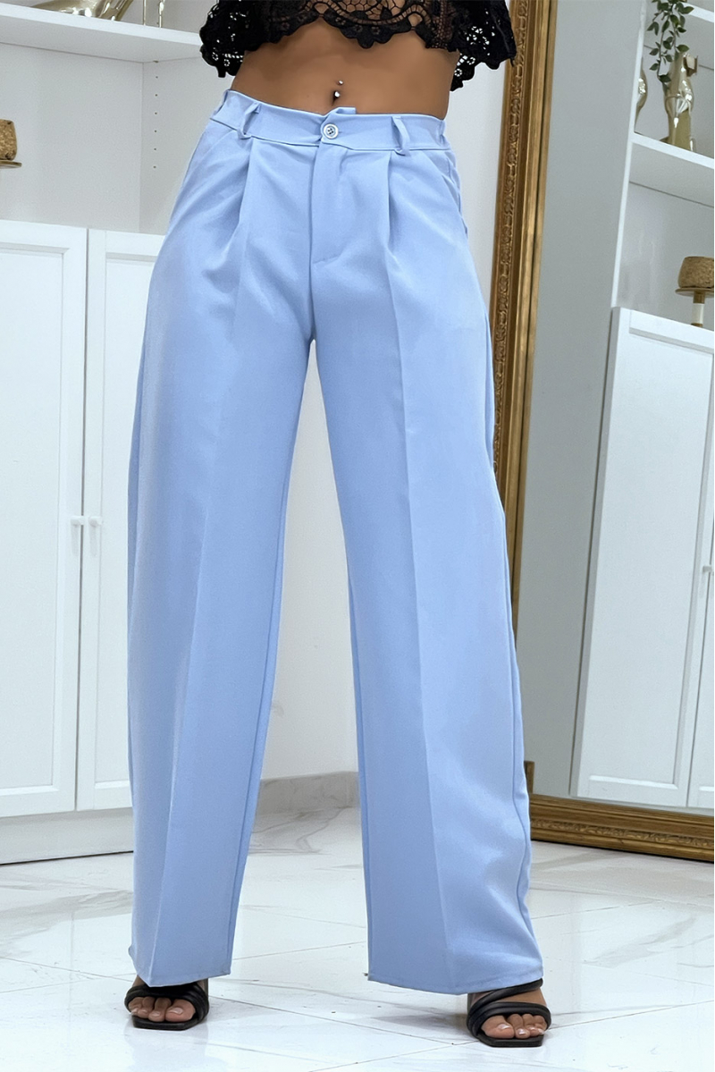 Pantalon tailleur évasé bleu - 4 Pantalon tailleur évasé bleu - 4