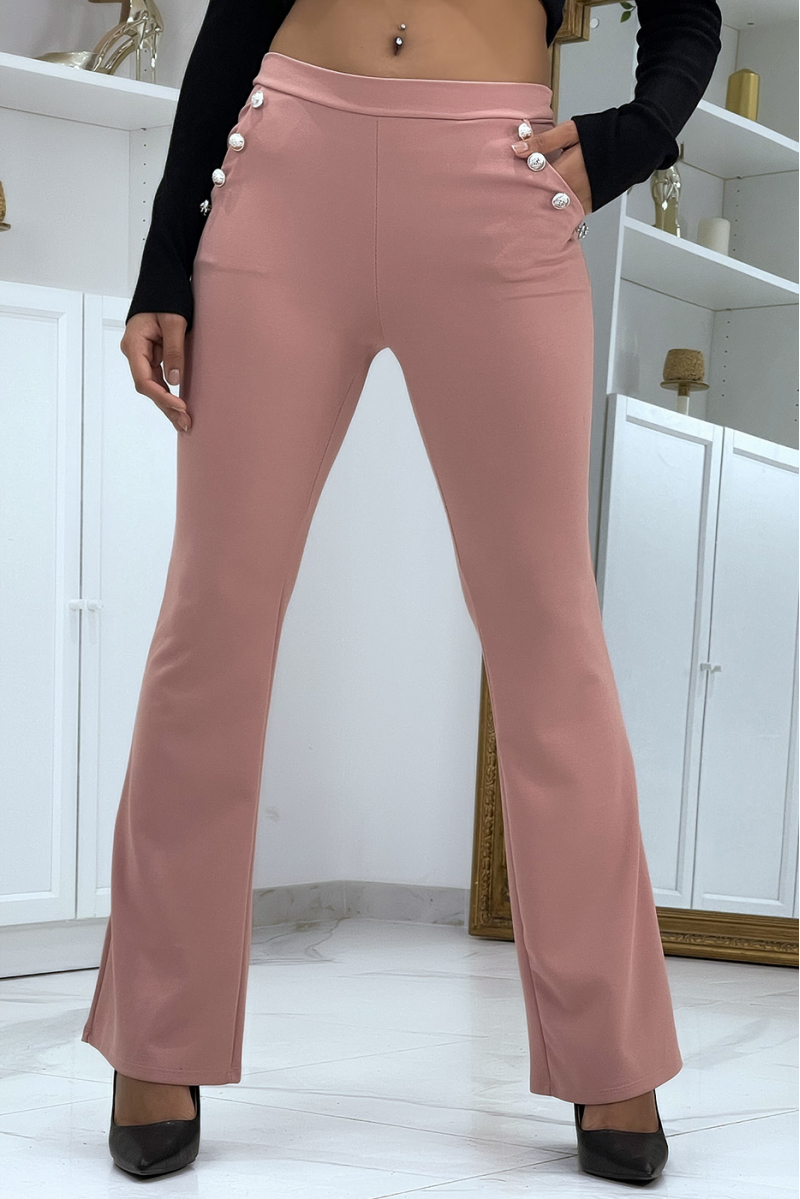 Pink flare pants with officer buttons - 1