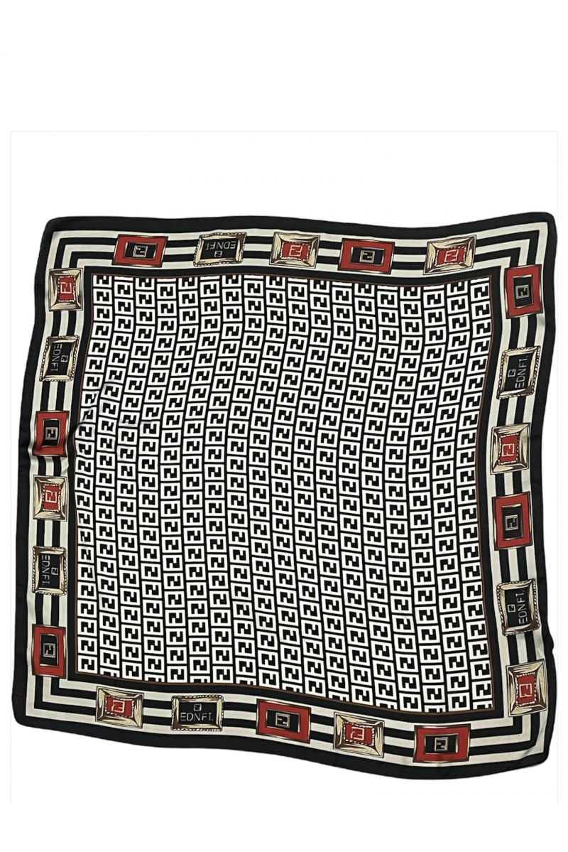 Witte zijden sjaal met Griekse print - 4