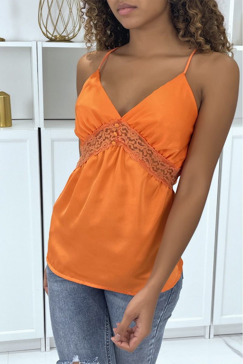 Orange camisole with lace details - 2