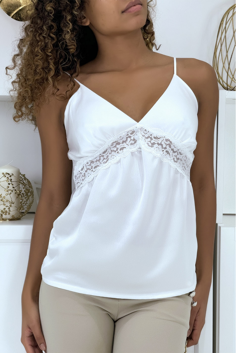 White camisole with lace details - 1