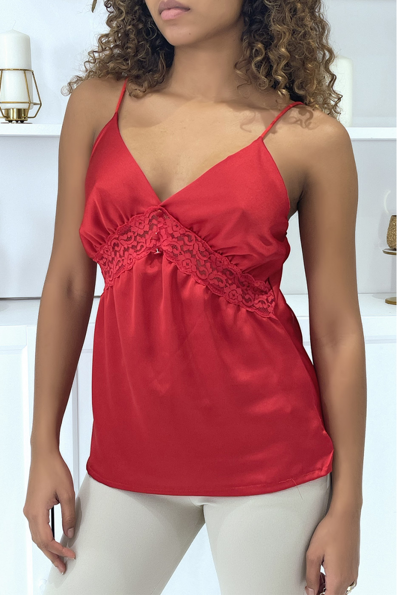 Red camisole with lace details - 2