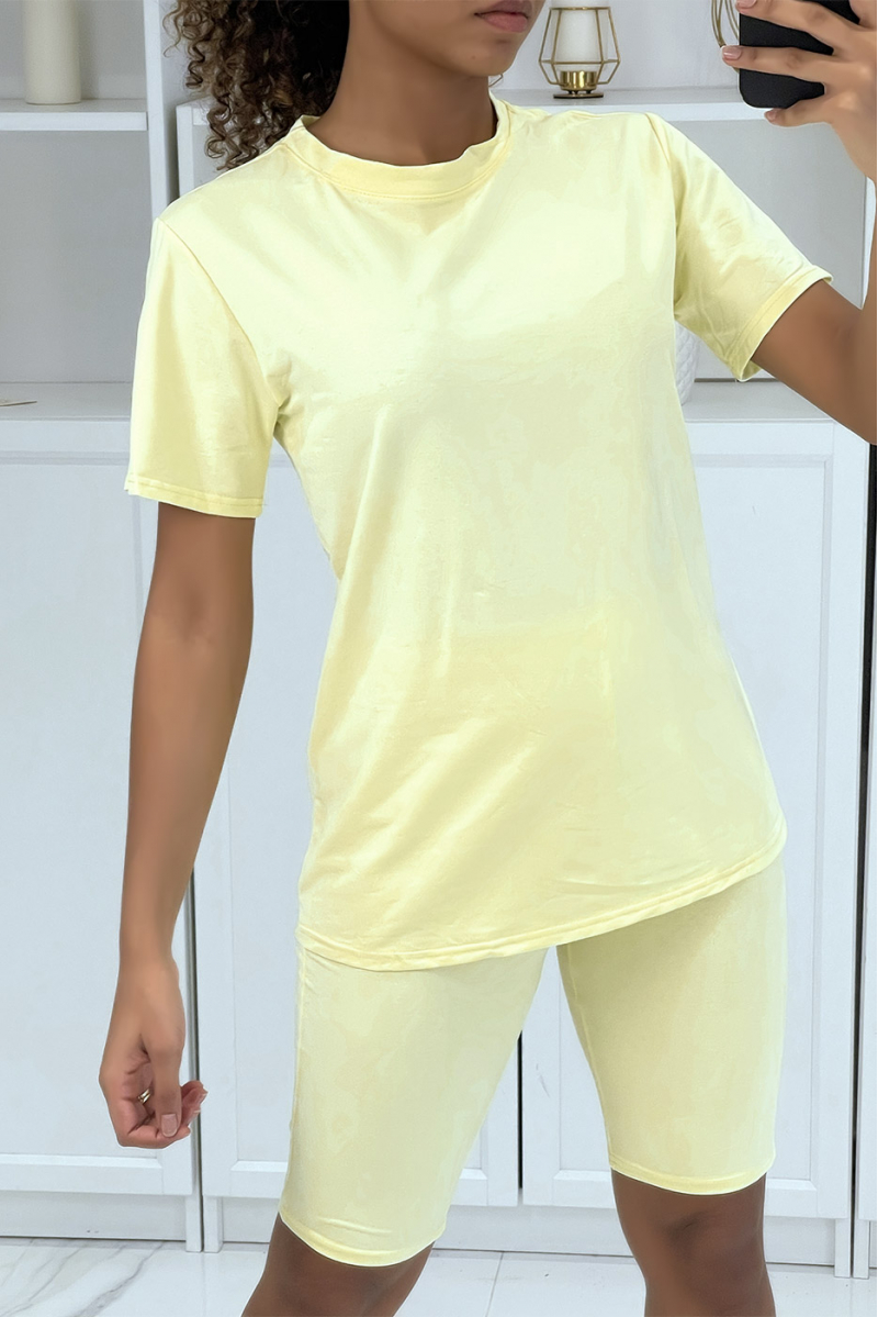-Yellow t-shirt and cyclist set with belt - 3
