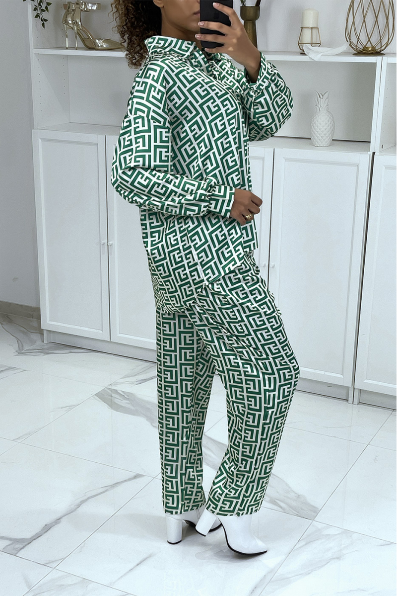 Green pants and tunic inspired pattern set - 1