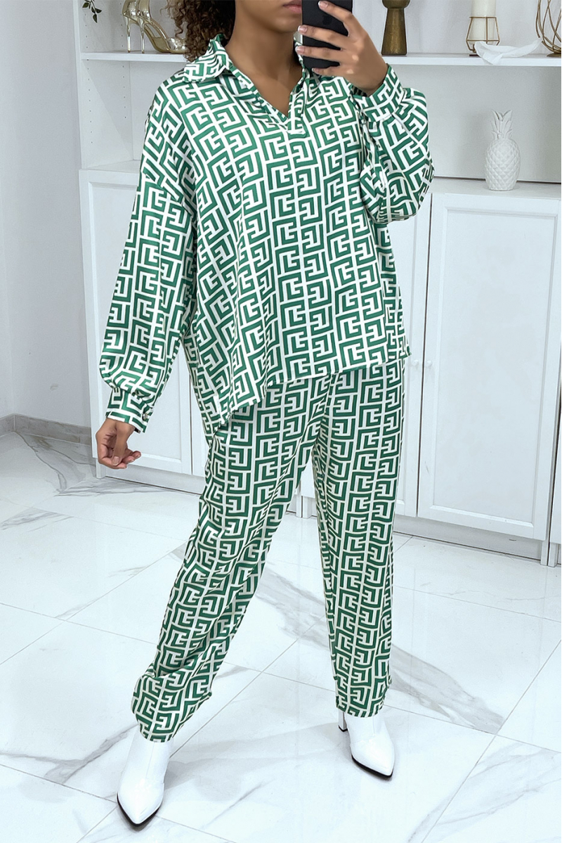 Green pants and tunic inspired pattern set - 2