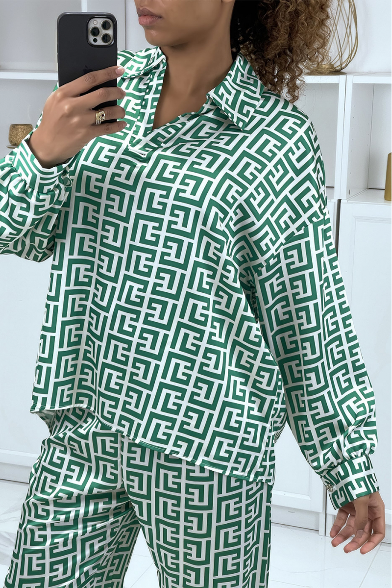 Green pants and tunic inspired pattern set - 3