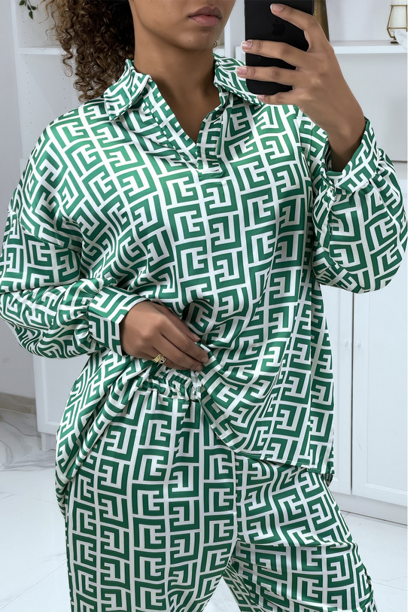 Green pants and tunic inspired pattern set - 4
