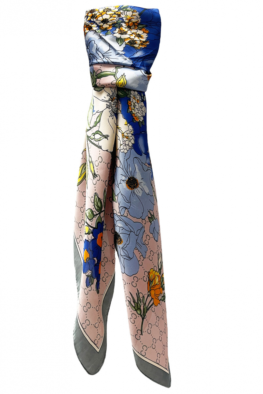 Printed pink silk scarf - 1