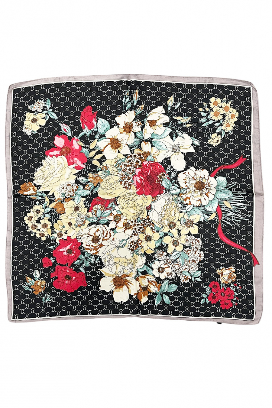 Zwarte zijden sjaal met print - 2