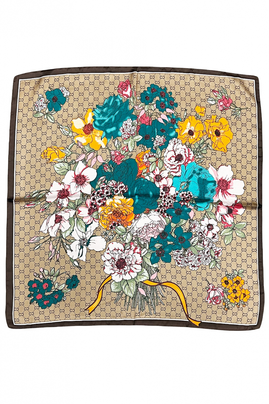 Printed brown silk scarf - 2