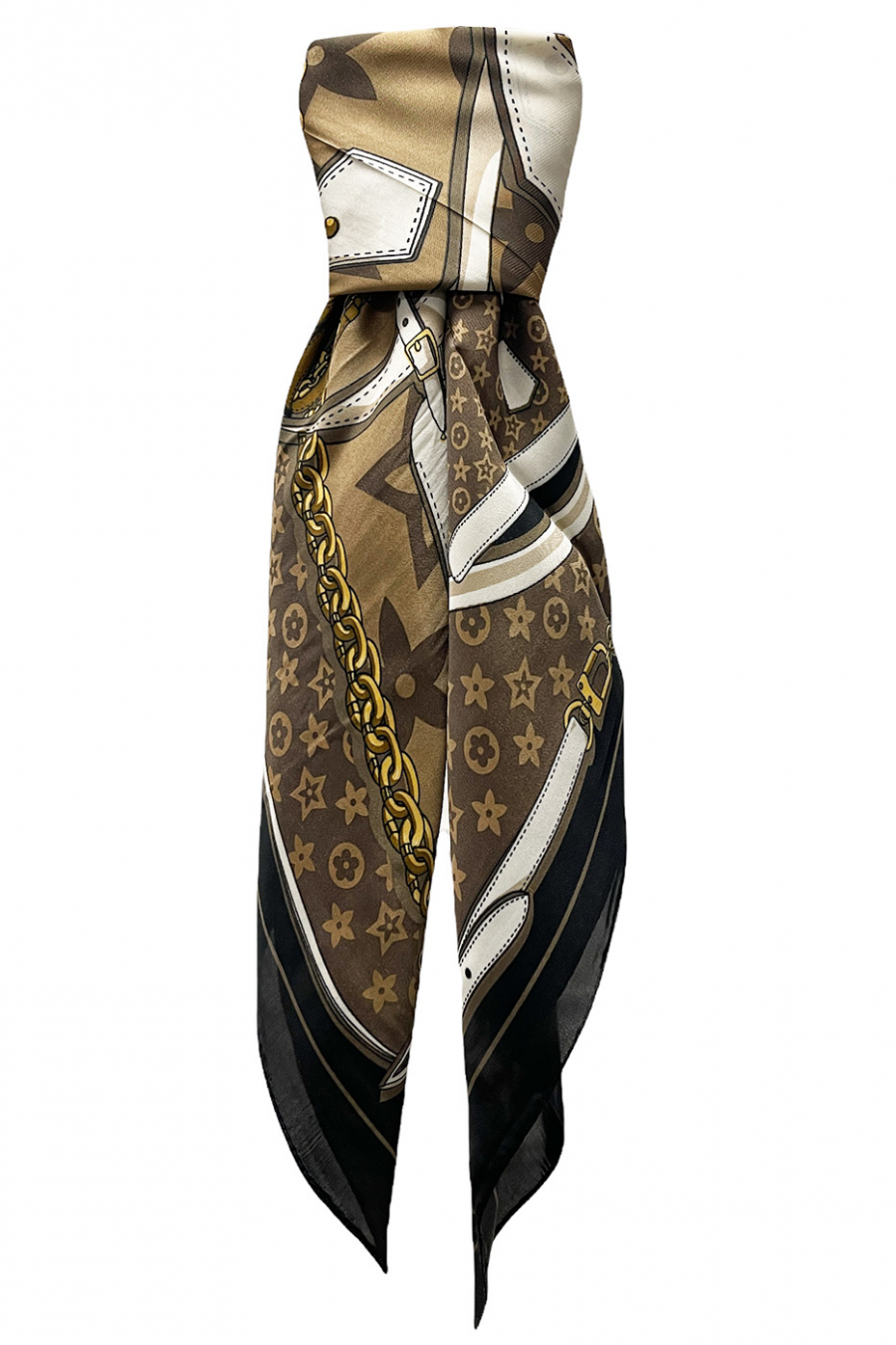 Camel zijden sjaal met print - 1