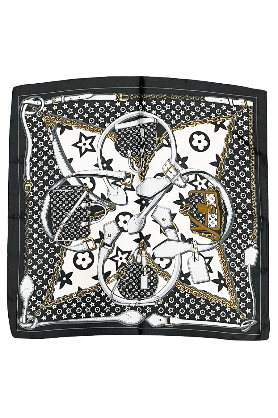 Printed black silk scarf - 2