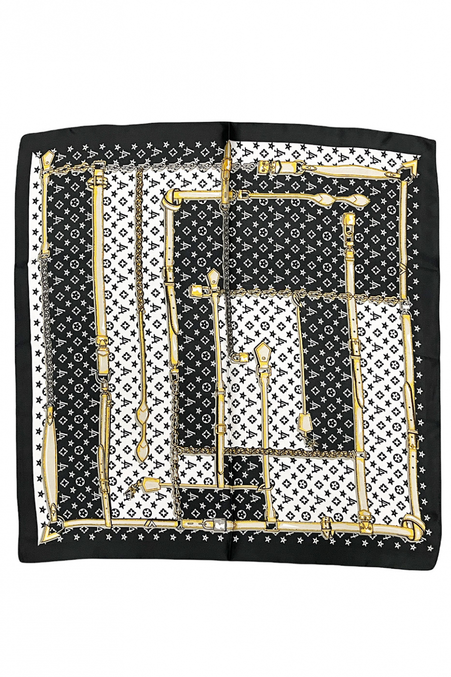 Foulard en soie noir imprimé - 2