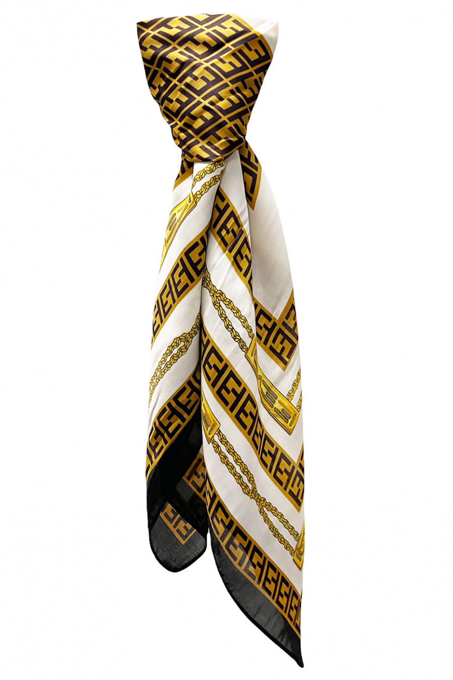 Printed white silk scarf - 1