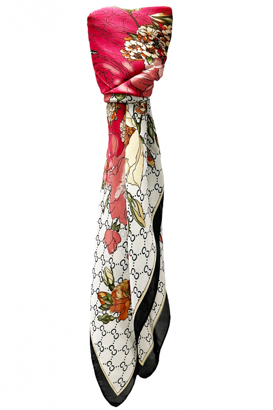 Printed white silk scarf - 1