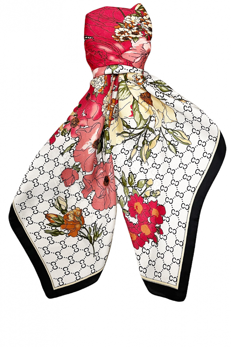Printed white silk scarf - 3