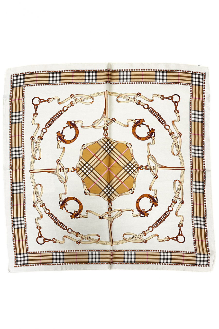 Foulard en soie ecru imprimé - 1