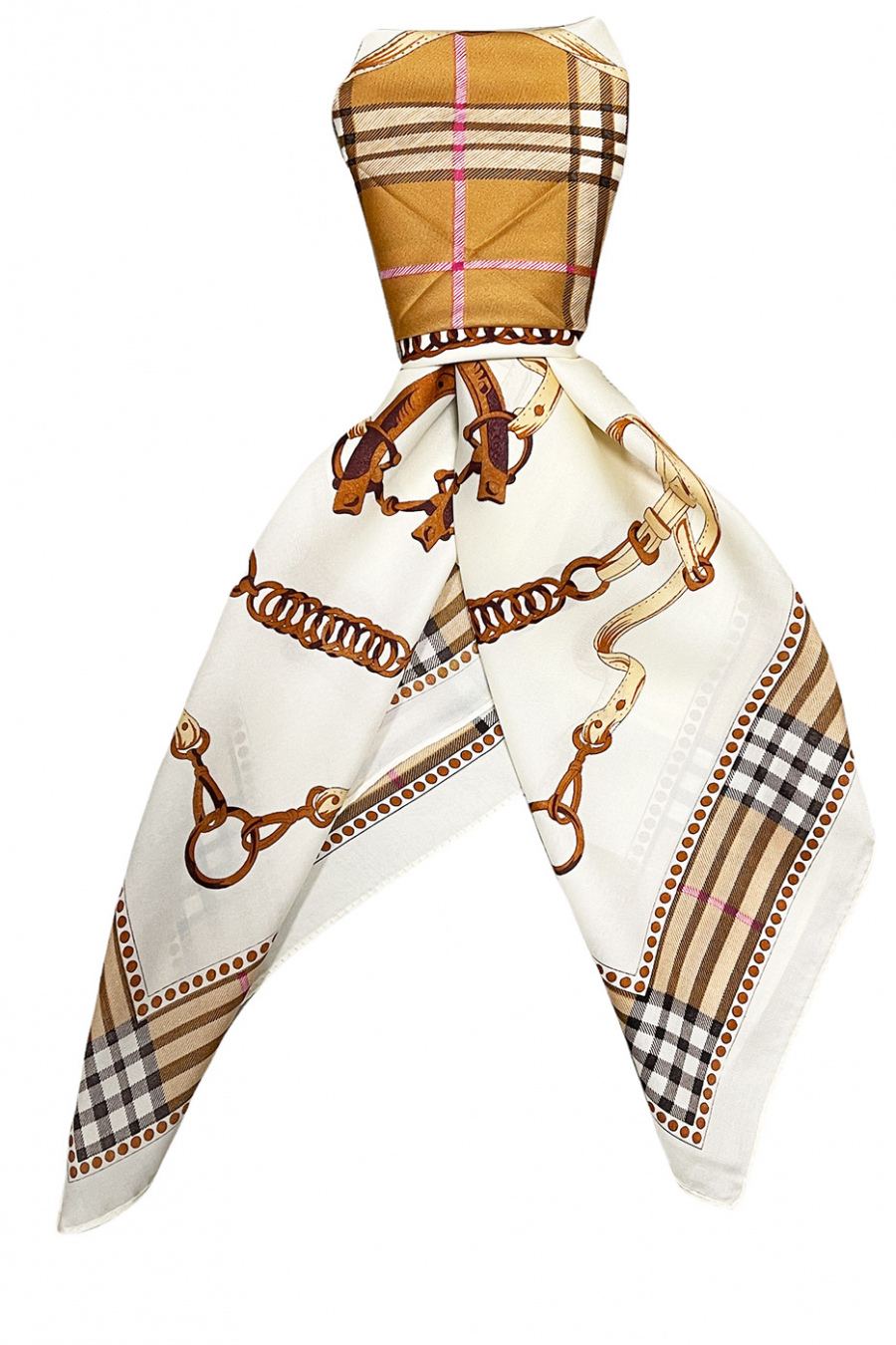 Printed ecru silk scarf - 3