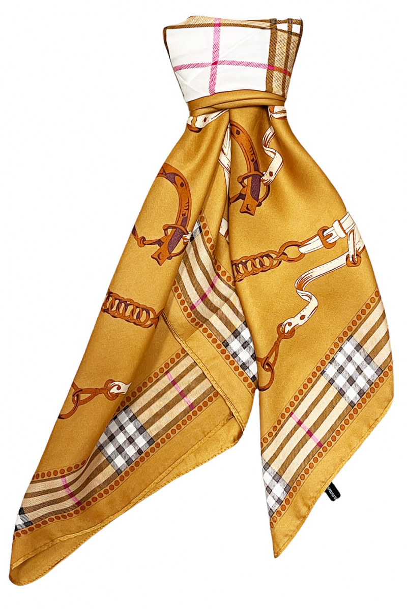 Camel zijden sjaal met print - 3
