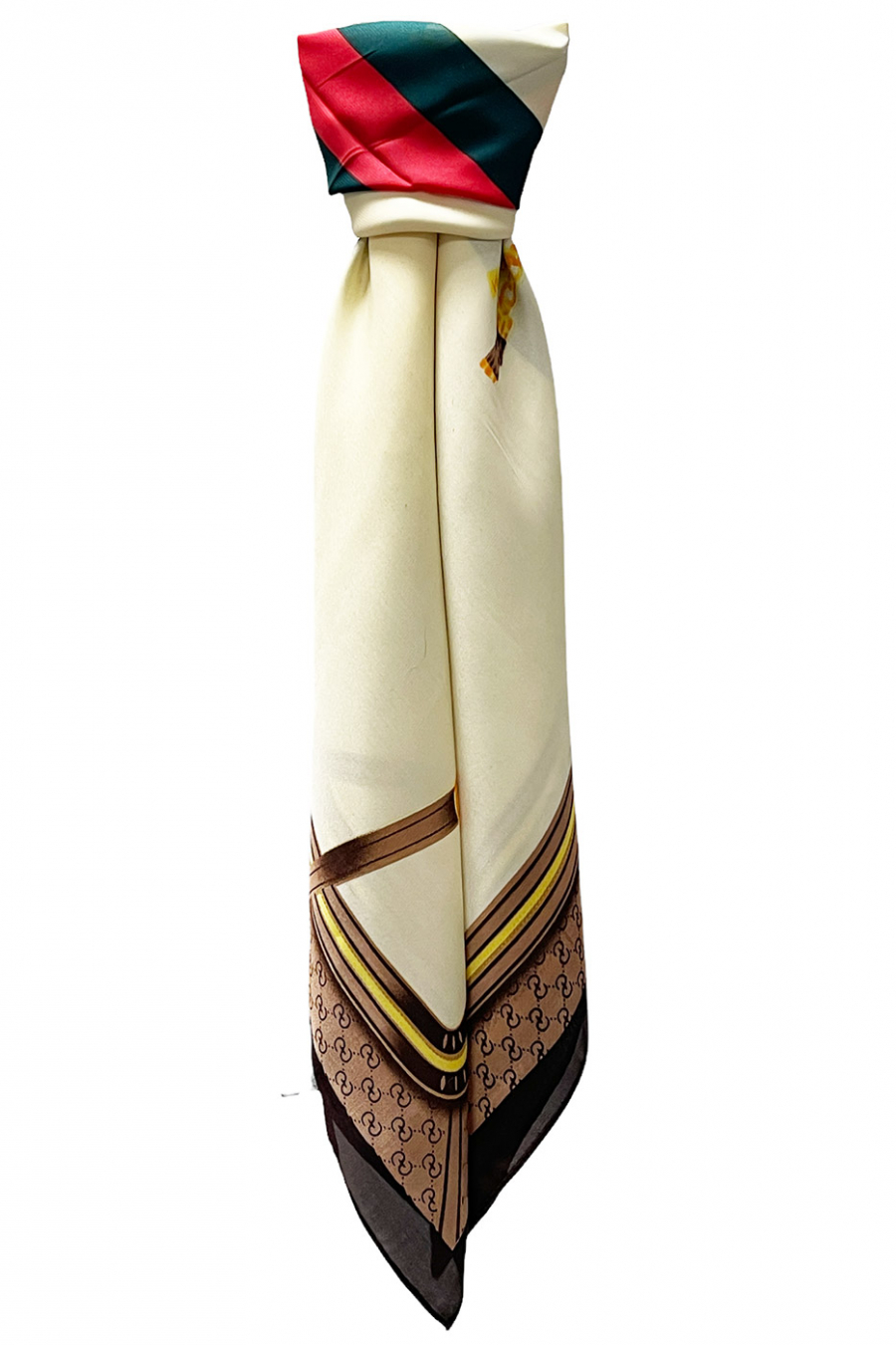Printed beige silk scarf - 1