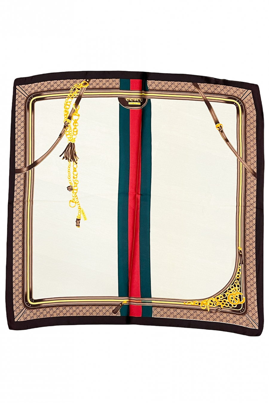 Foulard en soie beige imprimé - 2