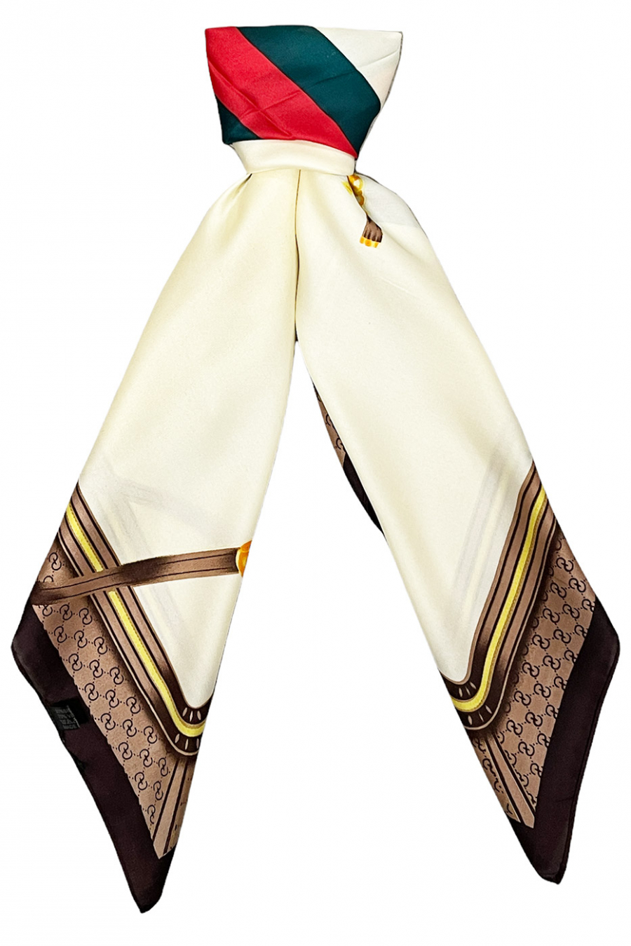 Printed beige silk scarf - 3