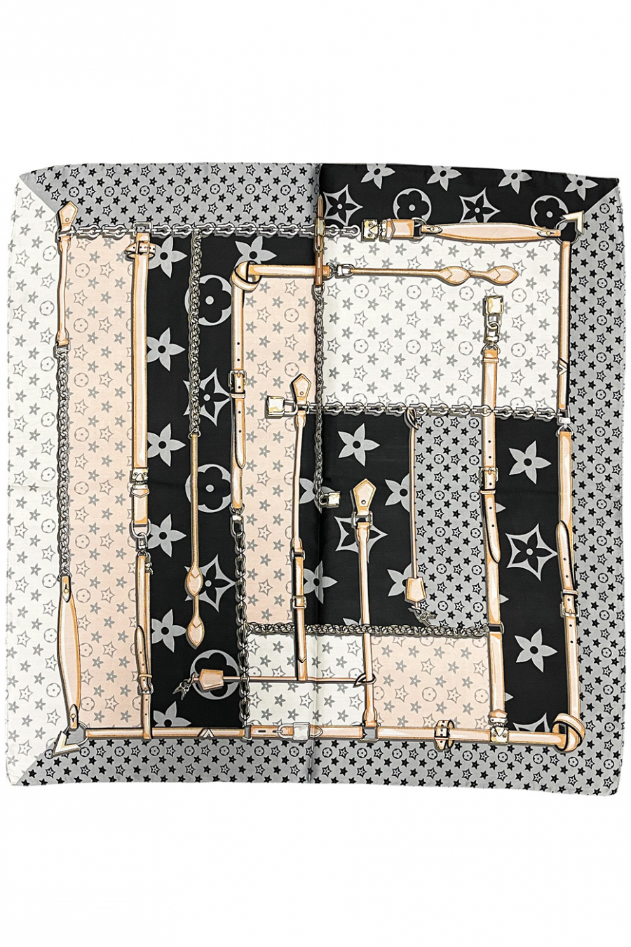 Printed white/black silk scarf - 2