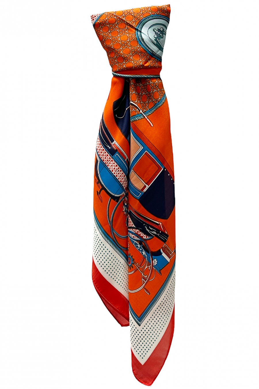 Foulard en soie rouge imprimé - 1